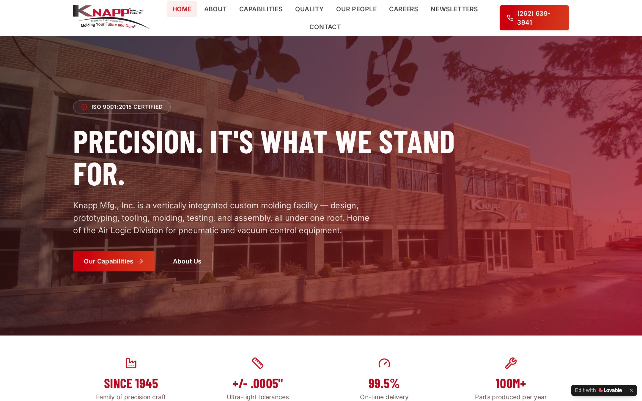 Knapp Manufacturing website preview