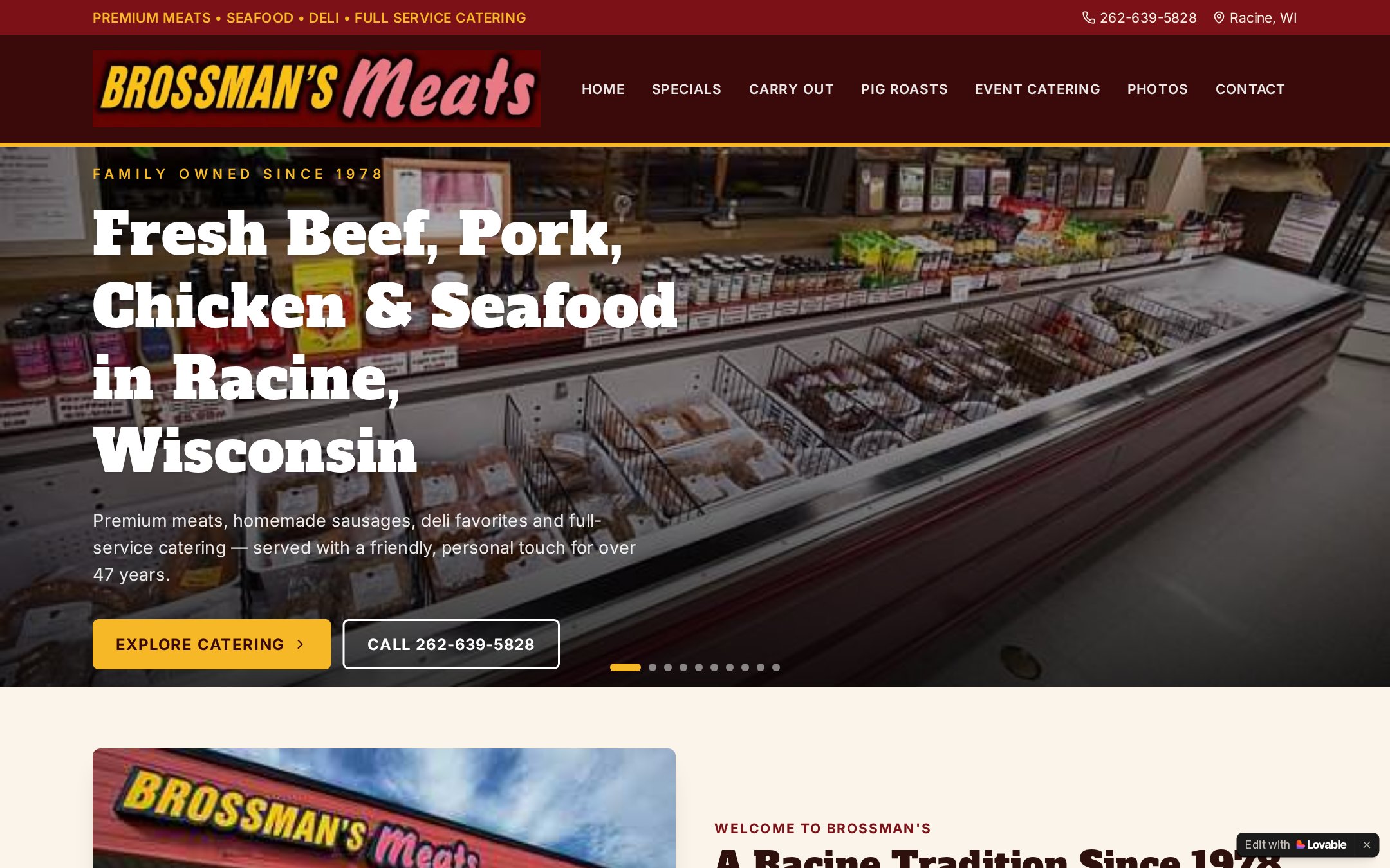 Brossman's Meats website preview